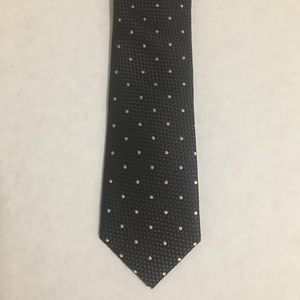 The Tie Bar Grey 100% Silk Neck Tie Polka Dots